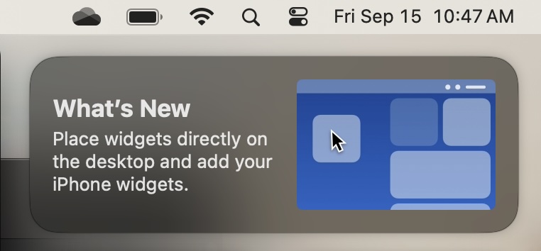 Whats New Notification Desktop Widgets